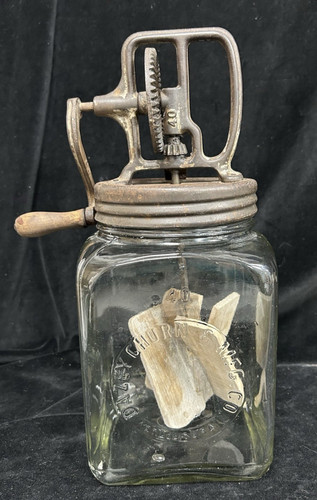 Vintage glass butter - glass, churn