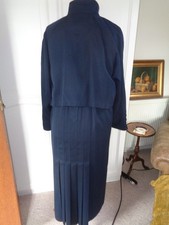 VINTAGE  1980 WALLIS EXCLUSIVE NAVY COAT   WITH CAPE BACK & PLEAT DETAIL   UK 14