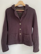 Per Una M Boiled 100% Wool Jacket Blazer Pockets Collar Smart Warm Plum Purple