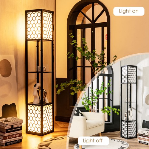 Wooden floor lamp layers - wooden,