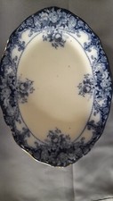 Stunning 16" Original Victorian Belmont Flow Blue Serving Platter by JHW & Sons.