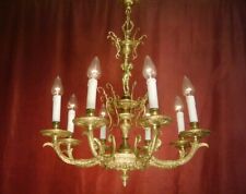 CHERUBS CHANDELIER ANTIQUE VINTAGE BRASS BAROQUE 8 LIGHTS LAMP SPANISH Ø 25"