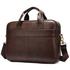 Men Laptop Bag Genuine Leather Handmade Business Briefcase Travel Work Handbag