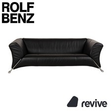 Rolf Benz 322 Leder Three-Seater Black Sofa
