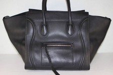 CELINE Luggage Phantom Small Square Black Leather