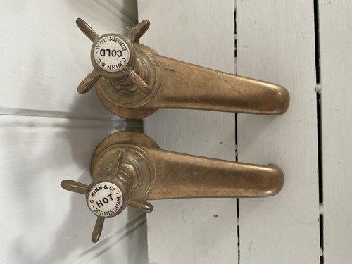 Pair antique victorian brass - pair,