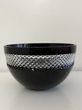 VGC WATERFORD Crystal - JOHN ROCHA Large Bowl, Black Cut To Clear, Designer 10”
