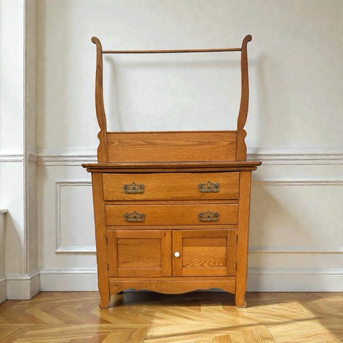 Antique oak washstand - antique, cabinet