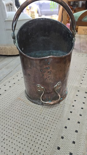 Heavy copper coal bucket - coal,