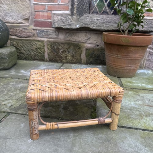 Vintage bamboo cane stool - vintage,