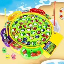 Kids Magnetic Electric Rotating Spinning Fishing Toy Play Game Music Water Party