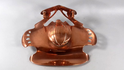 Art nouveau copper inkwell pen - inkwell,