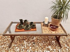 Vintage Mid Century G Plan Fresco Teak Coffee Table With Tiles & Smoke Glass