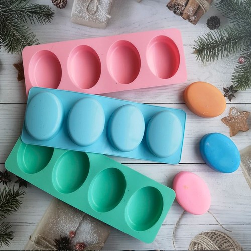 Hole oval silicone soap - 4-hole, mold