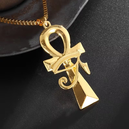 Ankh cross necklace with - necklace, eye