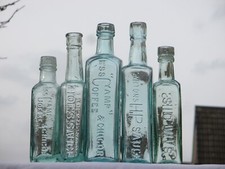 FIVE SUPERB OLD GLASS EMBOSSED