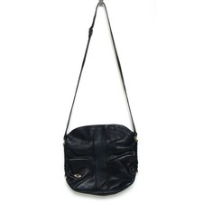 Unusual Vintage Navy Blue Gold Tone  Firenze Leather Medium Shoulder Bag 80s