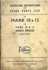 VILLIERS ENGINE MARK 10 & 12 OPERATORS MANUAL WITH ILLUSTRATED PARTS LIST