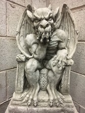(NEW) KING OF THE GARGOYLES,Garden gargoyle on throne,Concrete Stone ornaments