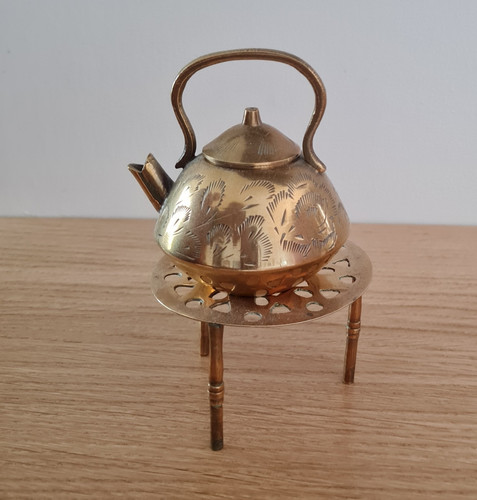 Vintage miniature brass kettle - miniature,