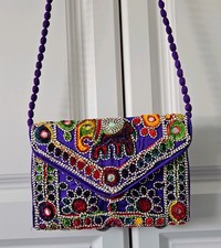 Boho Embroidered Purple Silk