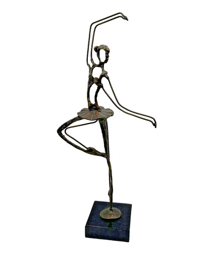 Brutalist bronze ballerina - bronze,