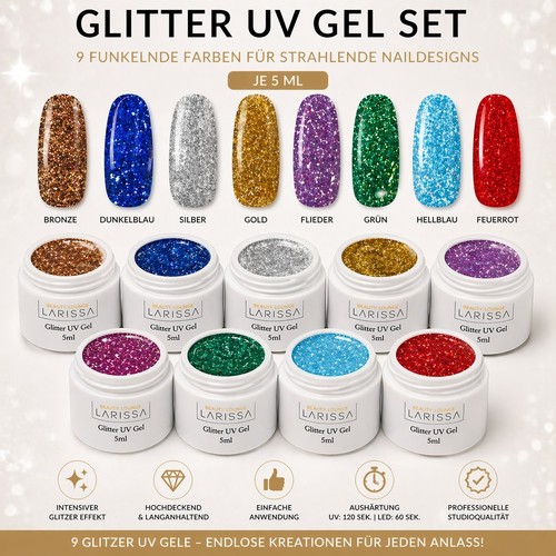 Glitter colour gel - set, 9