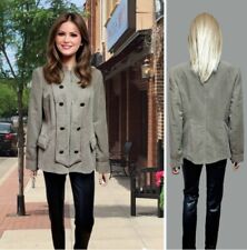 PER UNA JACKET SIZE 12 KHAKI SUEDE LOOK STEAMPUNK MILITARY STYLE FITTED#K4