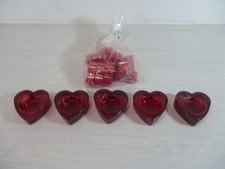 6 x RED GLASS HEART TEA LIGHT