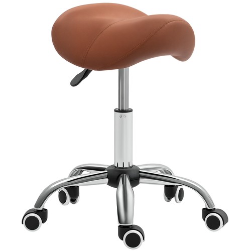 Homcom leather saddle stool - leather,