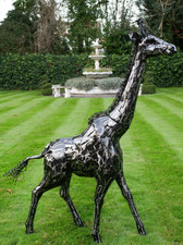 Large Patchwork Standing Metal Giraffe Garden Ornament Statue Outdoor Sculpture