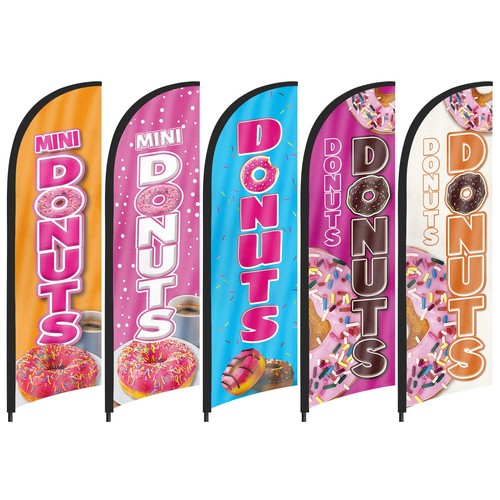 Donuts business flag with - business,