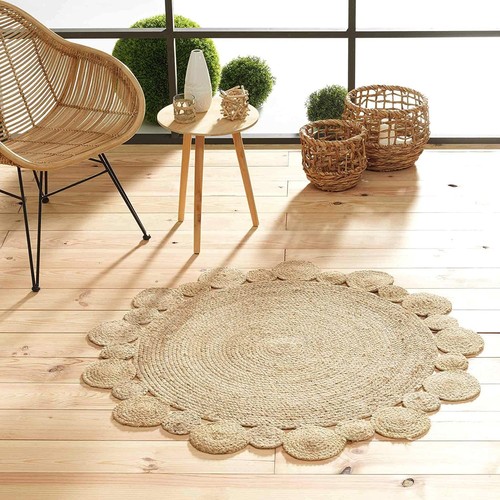 Natural round jute rug - rug, –