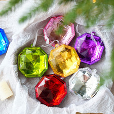 Square and Round Plastic Christmas Tree Hanging Ornaments Seasonal Decorations
