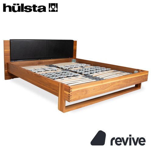Hülsta wood leather bed - leather,