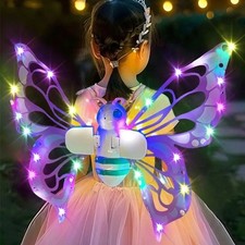 Electric Light Up Butterfly Fairy Wings Moving Angel Costume Toy for Kids Party