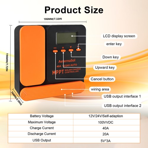 Solar charge controller 40a - charge,
