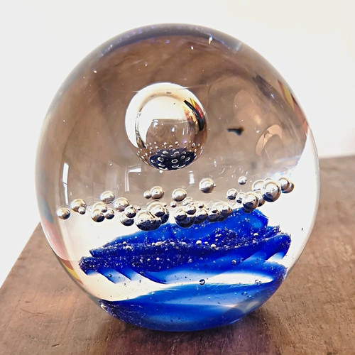 Large clear blue art glass - large,