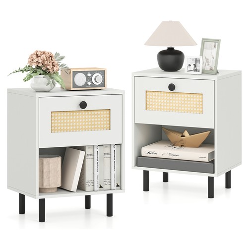Rattan nightstand boho style - nightstand,