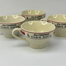 Vintage French Breton Cider Set  4 Traditional Speckled Stoneware Ceramic Bowls