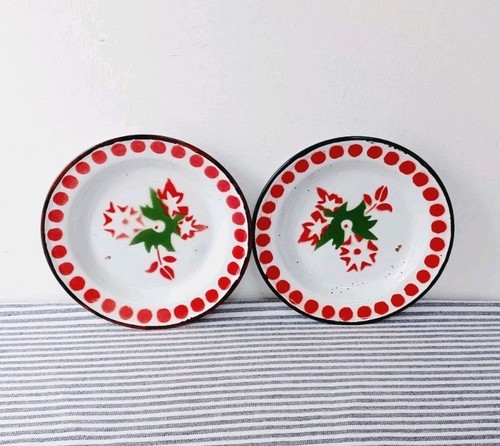 Pair vintage enamel side - vintage,
