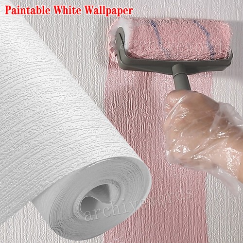 White paintable wallpaper - white,