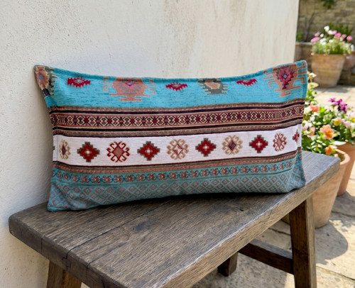 Kilim cushion cover turquoise - cushion, cover,