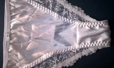 Sexy Shimmery White Satin / Sheer TANGA Panties Knickers CD TV Sissy  34 - 40" +