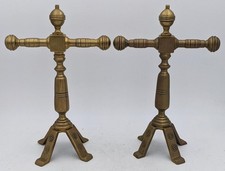 DR CHRISTOPHER DRESSER MANNER BENHAM & FROUD? BRASS FIRE DOGS c1870's