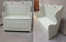 3' PAINTED MONKS BENCH- SETTLE- PEW- SEAT STORAGE- HAND MADE- F&B FRENCH GREY