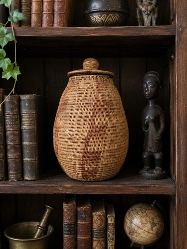 Vintage handwoven lidded - handwoven,