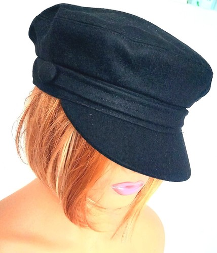 Fiddler captain hat black wool - hat,