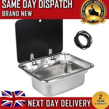 RV Camper sink Stainless Tempered Glass Lid  w/ Glass Lid FOR MOTORHOME BOAT