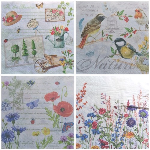 Single mixed paper napkins - 4,
